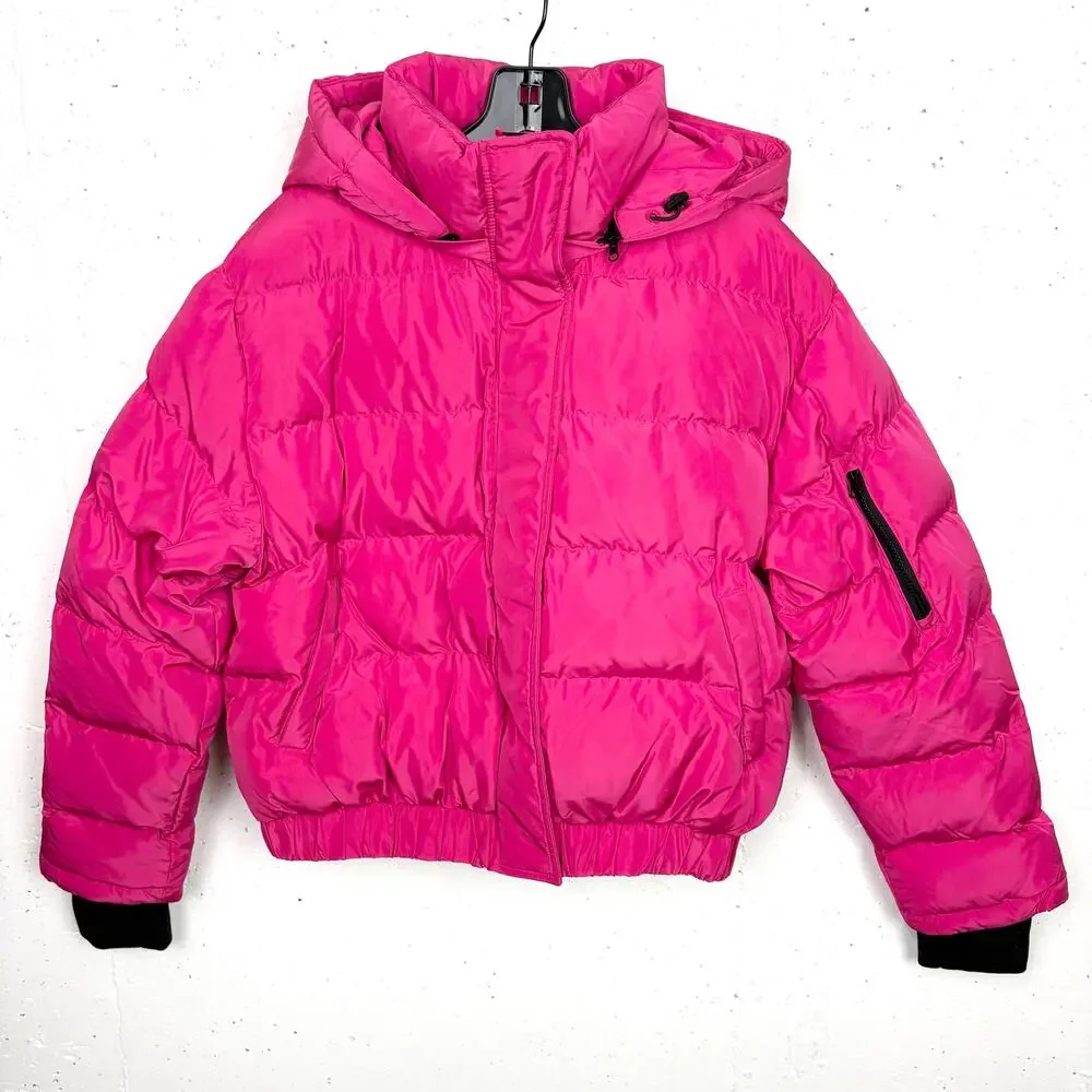IVL Collective Puffer Jacket Pink Detachable Hood Zipper Pocket Size Medium